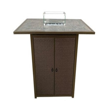 AZ Patio Heaters Rectangular Bar Height Tile Top Fire Pit With Wind Screen